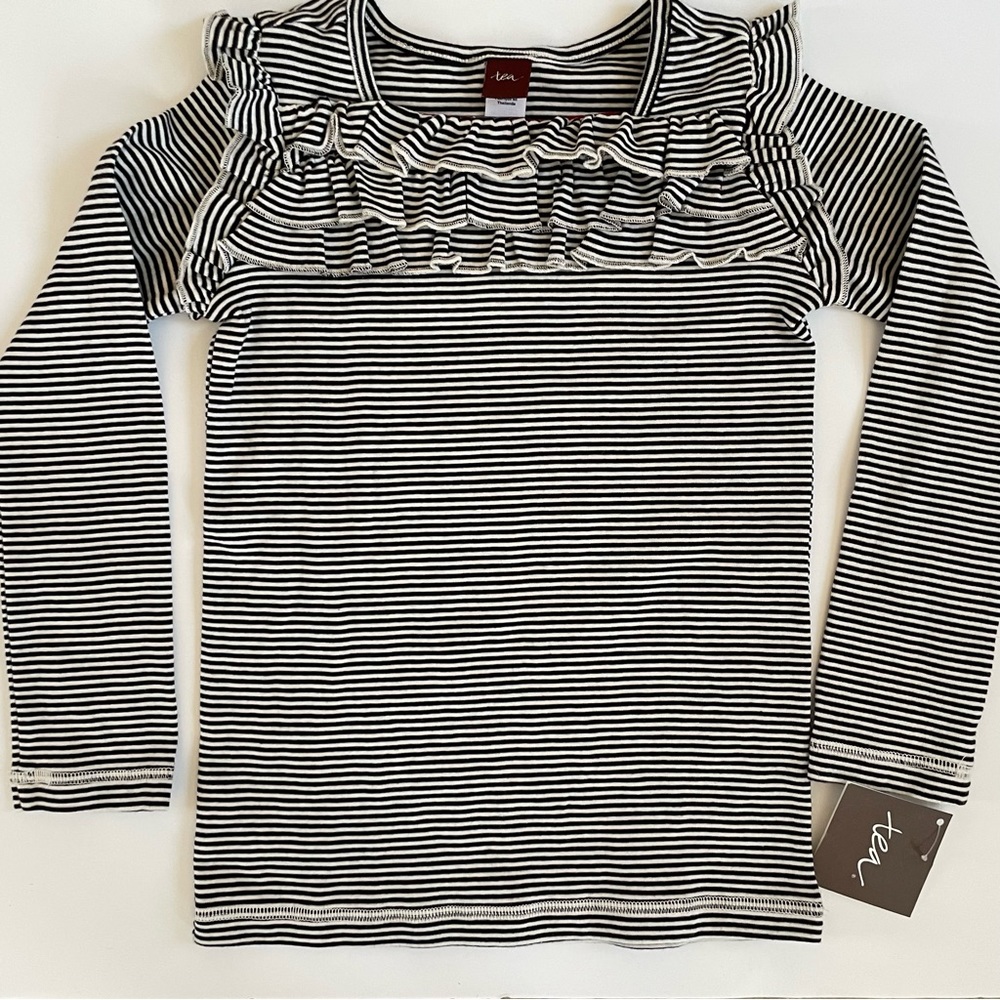 Tea Collection Ruffle Long Sleeve Tee Size